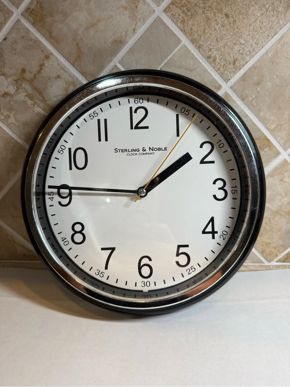 Sterling & Noble Clock company Wall Clock 9.5in Black Plastic Quartz Analog EUC